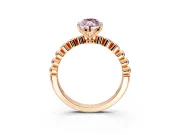 Solitaire Engagement Ring Setting for Fancy Pink Marquise Center with Bezel-Dot Beaded Band and Prong Head in Rose Gold