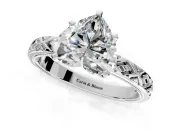 Solitaire Engagement Ring Setting for Heart-Shaped Center with Milgrain X Pattern Band and Prong Head in Sterling Silver