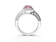 Floral Engagement Ring Setting for Fancy Pink Cushion Cut Center with Four Accent Clusters and Prong Head in Platinum