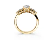Cluster Engagement Ring Setting for Pear-Shaped Center with 2-Row Shoulder Clusters and Prong Head in Yellow Gold