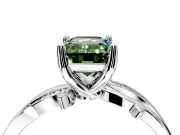 Solitaire Engagement Ring Setting for Fancy Green Emerald Cut Center with Pave and Plain Crossover Band and Prong Head in Platinum