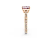 Solitaire Engagement Ring Setting for Fancy Pink Princess Cut Center with Channel-Set Accent Band and Prong Head in Rose Gold