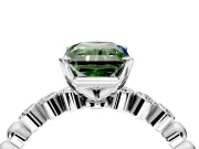 Solitaire Engagement Ring Setting for Fancy Green Radiant Cut Center with Bezel-Dot Beaded Band and Prong Head in Sterling Silver
