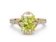 Floral Engagement Ring Setting for Fancy Yellow Radiant Cut Center with Pave Band and Floral Prong Head in Yellow Gold