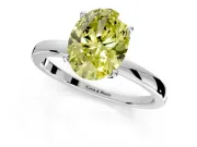 Solitaire Engagement Ring Setting for Fancy Yellow Oval Center with Thin Rounded Plain Band and Prong Head in Platinum