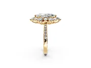 Floral Halo Engagement Ring Setting for Marquise Center with Pave Accents and Prong Head in Yellow Gold