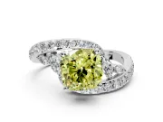 Solitaire Engagement Ring Setting for Fancy Yellow Cushion Cut Center with Filigree Band and Prong Head in White Gold