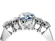 5 Stone Engagement Ring Setting for Fancy Blue Marquise Center with Equal Close-Set Accents and Prong Head in Platinum