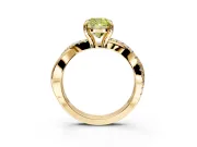 Solitaire Engagement Ring Setting for Fancy Yellow Cushion Cut Center with Half-Pave Crossover Band and Prong Head in Yellow Gold