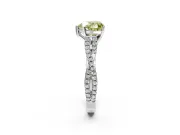 Solitaire Engagement Ring Setting for Fancy Yellow Heart-Shaped Center with Twisted Pave Split Shank and Prong Head in White Gold