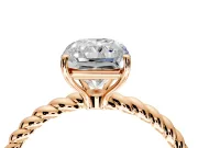 Solitaire Engagement Ring Setting for Radiant Cut Center with Plain Twisted Rope Band and Prong Head in Rose Gold