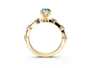 Solitaire Engagement Ring Setting for Fancy Green Pear-Shaped Center with Bezel Station Band and Prong Head in Yellow Gold