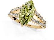 Solitaire Engagement Ring Setting for Fancy Yellow Marquise Center with Pave Split Shank and Prong Head in Yellow Gold