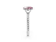 Solitaire Engagement Ring Setting for Fancy Pink Oval Center with Plain Twisted Rope Band and Prong Head in Sterling Silver