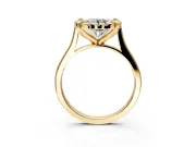 Single Halo Engagement Ring Setting for Round Cut Center with Corner Claws, Plain Band and Prong Head in Yellow Gold