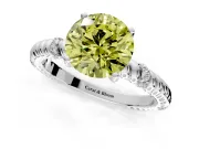 Rope Engagement Ring Setting for Fancy Yellow Round Cut Center with Accent Shoulders and Prong Head in Platinum