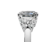 Solitaire Engagement Ring Setting for Emerald Cut Center with Marquise Flower Shoulders and Prong Head in Platinum