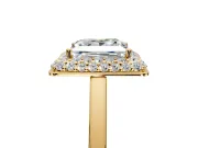 Halo Engagement Ring Setting for Princess Cut Center with Plain Tapered Band and Prong Head in Yellow Gold