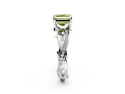Solitaire Engagement Ring Setting for Fancy Yellow Asscher Cut Center with Pave and Plain Crossover Band and Prong Head in Sterling Silver