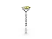 Solitaire Engagement Ring Setting for Fancy Yellow Oval Center with Fine Pave Band and Prong Head in Platinum