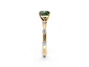 Solitaire Engagement Ring Setting for Fancy Green Cushion Cut Center with Bezel Station Band and Prong Head in Yellow Gold