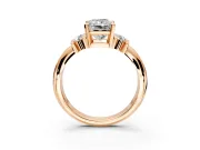 Solitaire Engagement Ring Setting for Radiant Cut Center with Grooved Bar Accent Band and Prong Head in Rose Gold