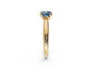 Solitaire Engagement Ring Setting for Fancy Blue Cushion Cut Center with Reverse Tapered Band and Prong Head in Yellow Gold
