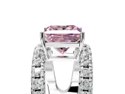 Solitaire Engagement Ring Setting for Fancy Pink Princess Cut Center with Wide-Open Split Shank and Prong Head in Platinum