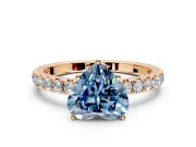 Solitaire Engagement Ring Setting for Fancy Blue Heart-Shaped Center with Large Accent Band and Prong Head in Rose Gold