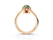 Halo Engagement Ring Setting for Fancy Green Pear-Shaped Center with Knife Ridge Cathedral Band and Prong Head in Rose Gold