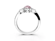 Cluster Engagement Ring Setting for Fancy Pink Pear-Shaped Center with Milgrain Shoulder Clusters and Prong Head in Platinum