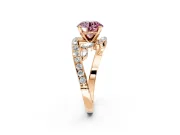 Solitaire Engagement Ring Setting for Fancy Pink Round Cut Center with Pave Bypass Twist Band and Prong Head in Rose Gold