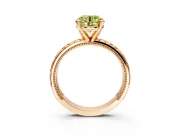Solitaire Engagement Ring Setting for Fancy Yellow Round Cut Center with Milgrain X Pattern Band and Prong Head in Rose Gold