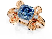 Solitaire Engagement Ring Setting for Fancy Blue Cushion Cut Center with Twisted Band and Scroll Prong Head in Rose Gold