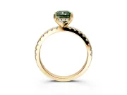 Solitaire Engagement Ring Setting for Fancy Green Radiant Cut Center with Band of Accents and Prong Head in Yellow Gold