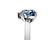 Solitaire Engagement Ring Setting for Fancy Blue Heart-Shaped Center with Basket Rail and Prong Head in Platinum
