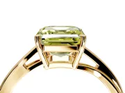 Solitaire Engagement Ring Setting for Fancy Yellow Asscher Cut Center with Plain Bypass Twist Band and Prong Head in Yellow Gold