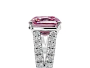 Solitaire Engagement Ring Setting for Fancy Pink Asscher Cut Center with Pave Split Shank and Prong Head in Sterling Silver