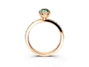 Solitaire Engagement Ring Setting for Fancy Green Marquise Center with Round Cut Pave Band and Prong Head in Rose Gold