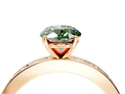 Solitaire Engagement Ring Setting for Fancy Green Oval Center with Channel Baguette Band and Prong Head in Rose Gold