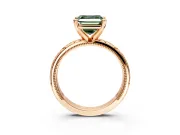Solitaire Engagement Ring Setting for Fancy Green Asscher Cut Center with Scrollwork Band and Prong Head in Rose Gold