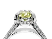 Solitaire Engagement Ring Setting for Fancy Yellow Pear-Shaped Center with Accented Split Shank and Prong Head in Sterling Silver