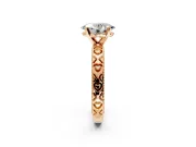 Solitaire Engagement Ring Setting for Oval Center with XO Engraved Band and Prong Head in Rose Gold