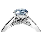 Solitaire Engagement Ring Setting for Fancy Blue Oval Center with Crossover Accents and Prong Head in Sterling Silver