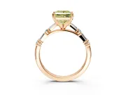 Baguette Engagement Ring Setting for Fancy Yellow Princess Cut Center with Alternating Bar-Set Band and Prong Head in Rose Gold