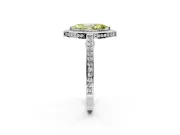 Halo Engagement Ring Setting for Fancy Yellow Marquise Center with Framed Halo, Pave Band and Prong Head in Platinum