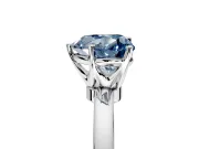 Solitaire Engagement Ring Setting for Fancy Blue Heart-Shaped Center with Plain Band and Tulip Prong Head in Platinum