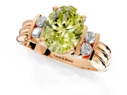 Solitaire Engagement Ring Setting for Fancy Yellow Oval Center with Grooved Bar Accent Band and Prong Head in Rose Gold