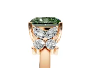 Floral Engagement Ring Setting for Fancy Green Radiant Cut Center with Marquise Cluster Shoulders and Prong Head in Rose Gold
