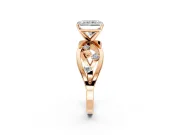 Solitaire Engagement Ring Setting for Radiant Cut Center with Criss-Cross Accent Band and Prong Head in Rose Gold